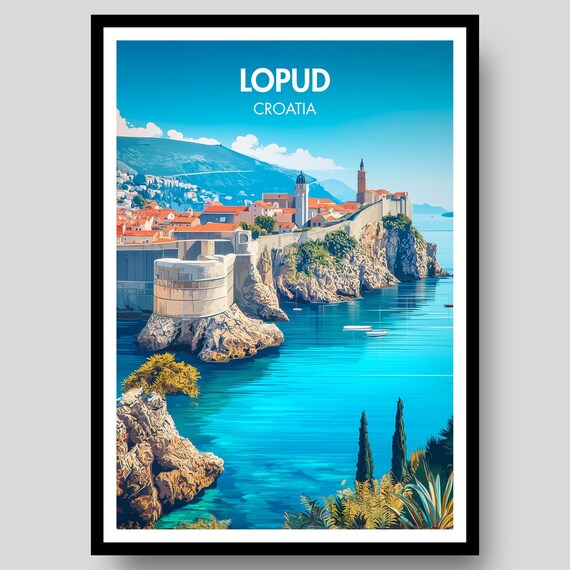 Lopud Croatia Old Town Fortress Walls Sea View Island Poster
