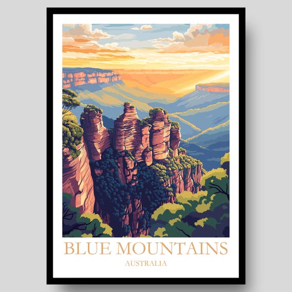Blue Mountains Poster Australia Art Sydney Travel Australian Wall