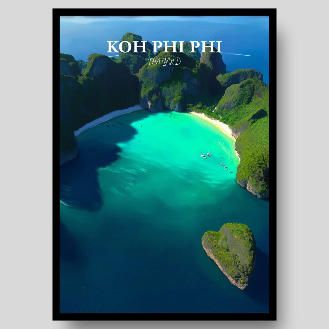 Koh Phi Phi Thailand Tropical Lagoon Emerald Bay View Poster