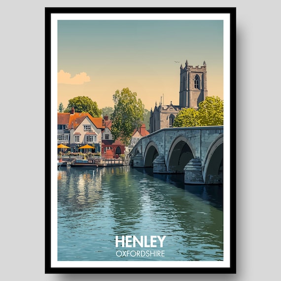 Henley On Thames Oxfordshire Riverside Church Stone Bridge Travel Poster