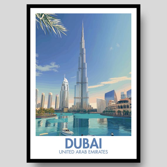 Dubai Poster Skyline Wall Art Decor Travel Print