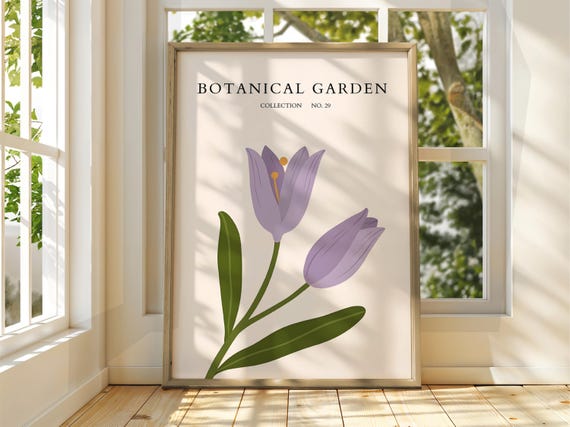 Botanical Garden Poster Exhibition Gallery Print Flower Market Wall Art Floral Pastel Flowers Botanic