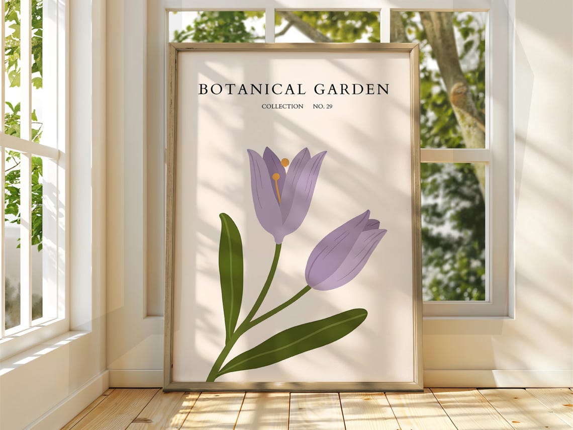 Botanical Garden Collection No 29 Lavender Crocus Simple Floral Poster