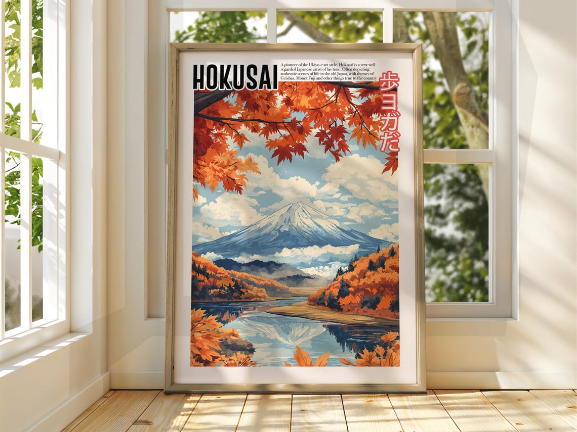 Hokusai Mount Fuji Autumn Maples Japanese Ukiyo-e Art Poster