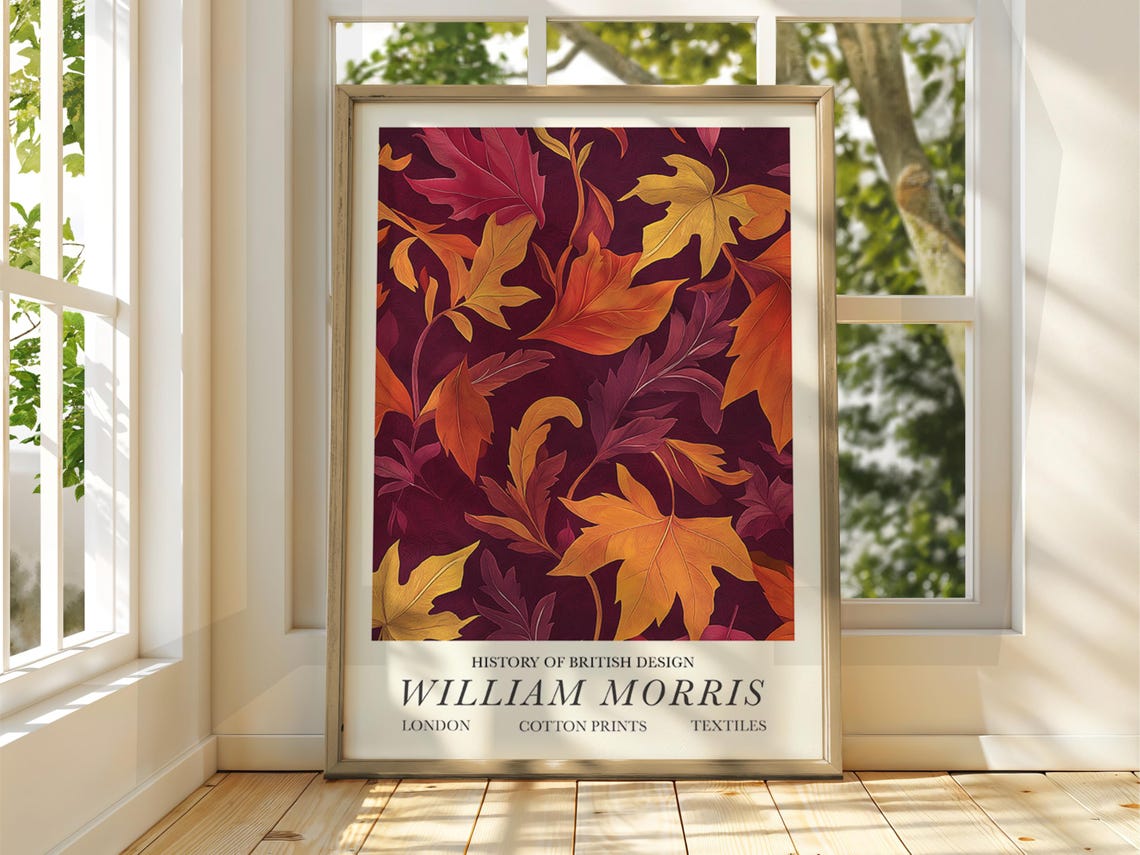 William Morris Autumn Leaves Textile Pattern Exhibition Poster