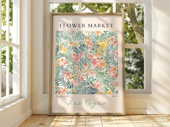 Las Vegas Flower Market Tropical Botanical Leaf Illustration Poster