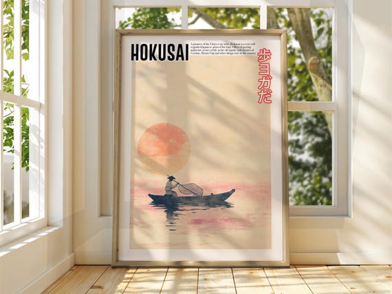 Vintage Japanese Art Ukiyoe Poster Katsushika Hokusai Print Japan Matsumoto Hoji The Wave