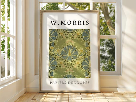 William Morris Style Floral Poster Exhibition Gallery Print Wall Art Trees Stars Moon Flowers