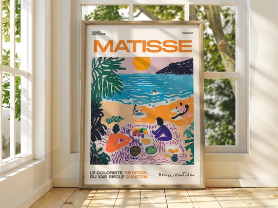 Henri Matisse Style Beach Art Exhibition Print Coastal Classic Painting