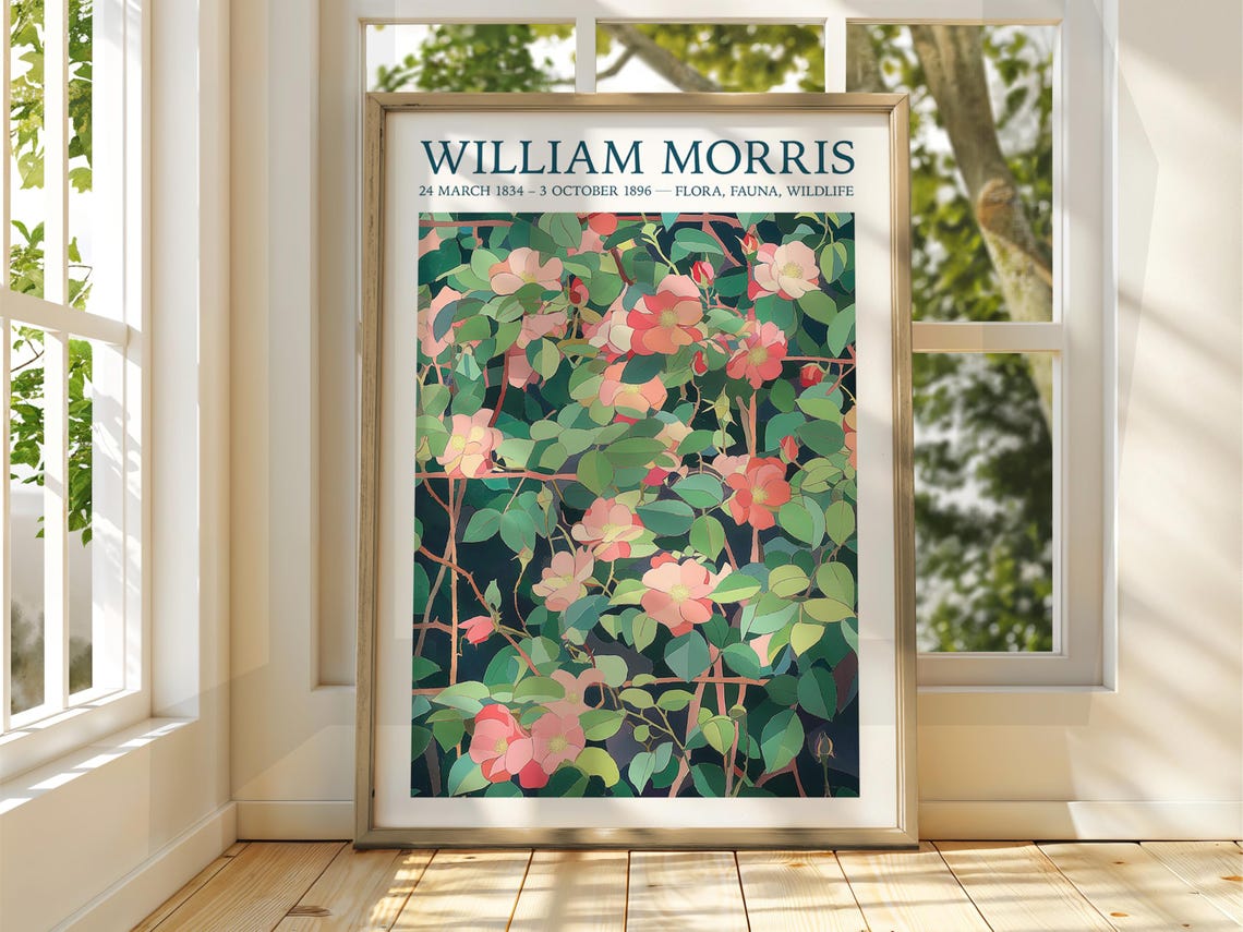 William Morris Floral Rose Garden Exhibition Botanical Poster