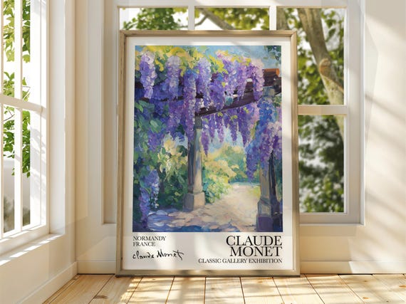 Claude Monet Poster Watercolour Art Print Vintage French Home Decor Famous Impressionism Gallery