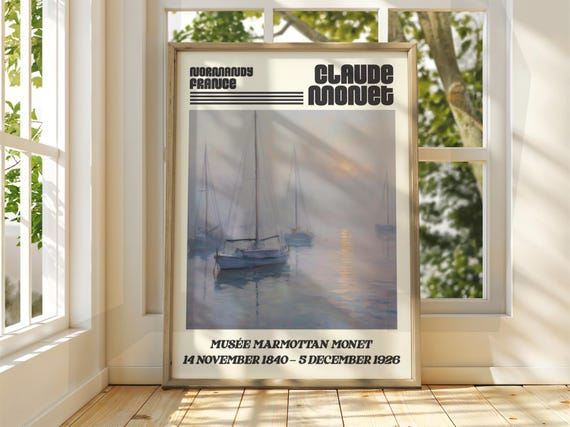 Claude Monet Poster Watercolour Art Print Vintage French Home Decor Famous Impressionism Gallery