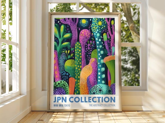 Abstract Art Poster Mountain Exhibition Japanese Gallery Print Bright Japan Dot