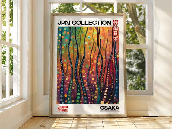 Abstract Dot Poster Floral Art Exhibition Japanese Gallery Print Bright Japan