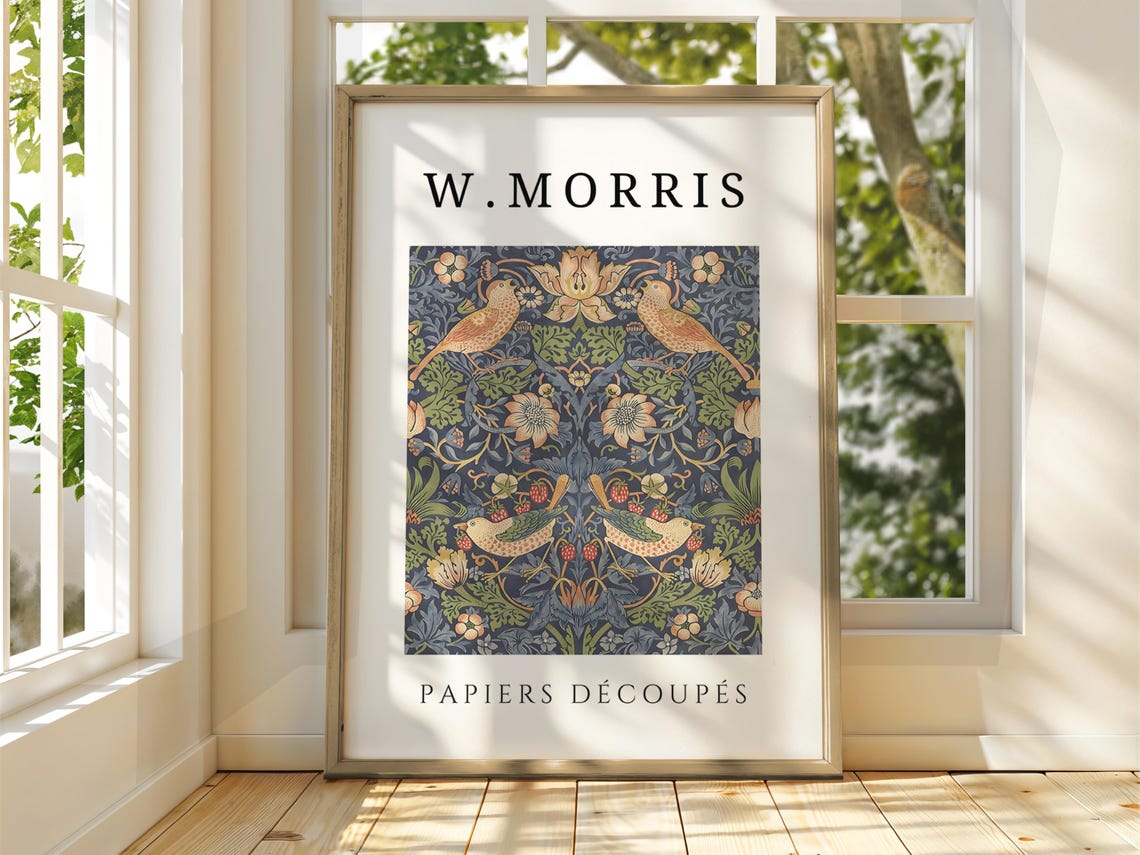 William Morris Birds Floral Papiers Découpés Exhibition Poster
