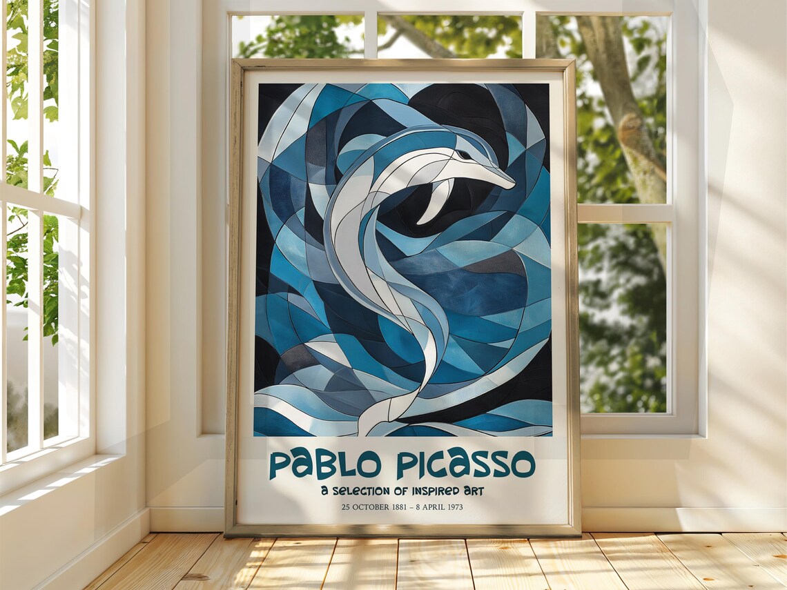 Pablo Picasso Art Exhibition Print Cubism Surrealism Poster Abstract Gallery Decor Dolphin