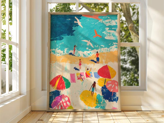 Henri Matisse Style Beach Art Exhibition Print Coastal Classic Painting