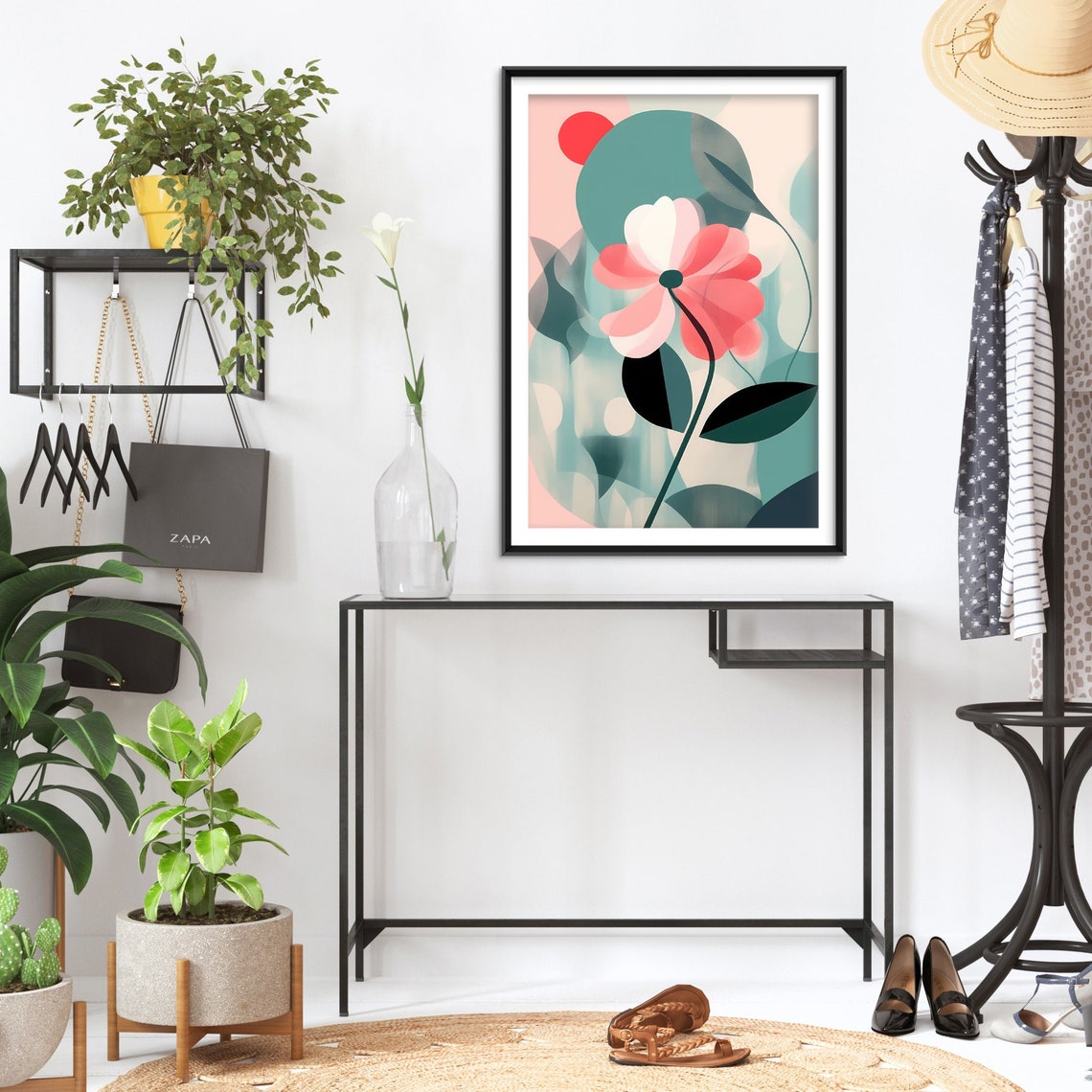 Bold Modern Pink Pop Art Flower Abstract Botanical Bloom Poster - Image 2