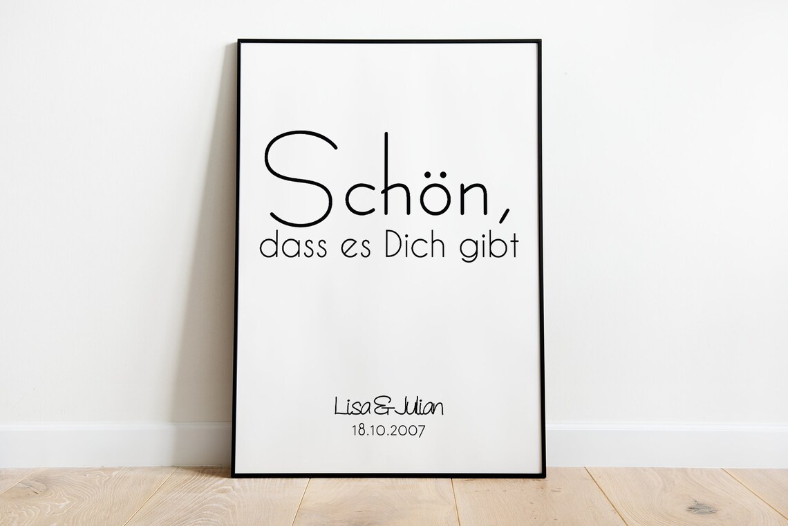 Schon Dass Es Dich Gibt German Quote Couple Anniversary Art Poster