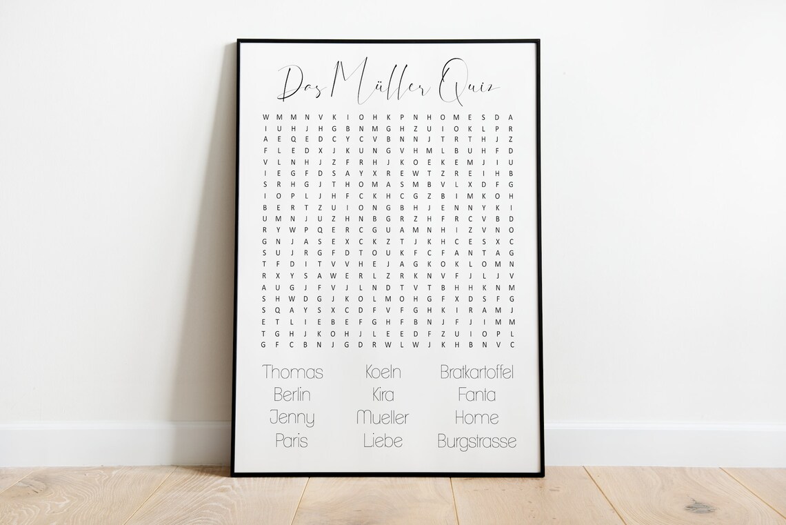Personalized Crossword Puzzle, Poster Print
