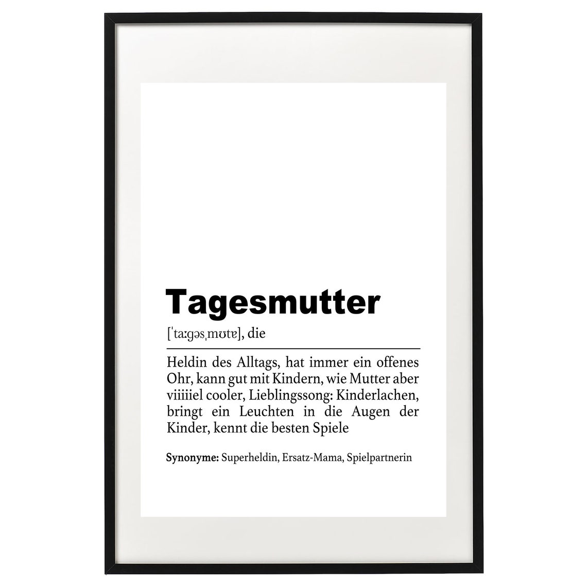 Tagesmutter Definition Dictionary Style Childcare Appreciation Poster - Image 2