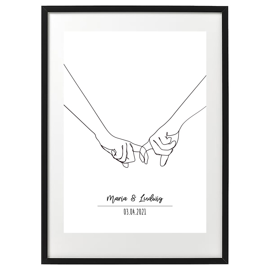 Line Art Date Wedding Anniversary Coordinates Poster - Image 3