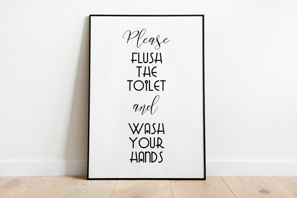 Please Flush the Toilet and Wash Your Hands Bath Poster