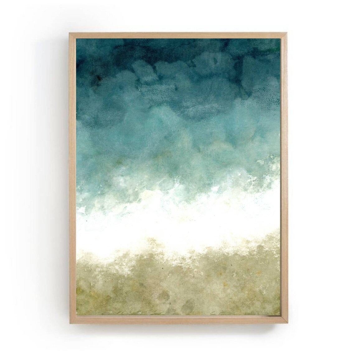 Aerial Beach Watercolor Painting, Coastal Sea Art Print