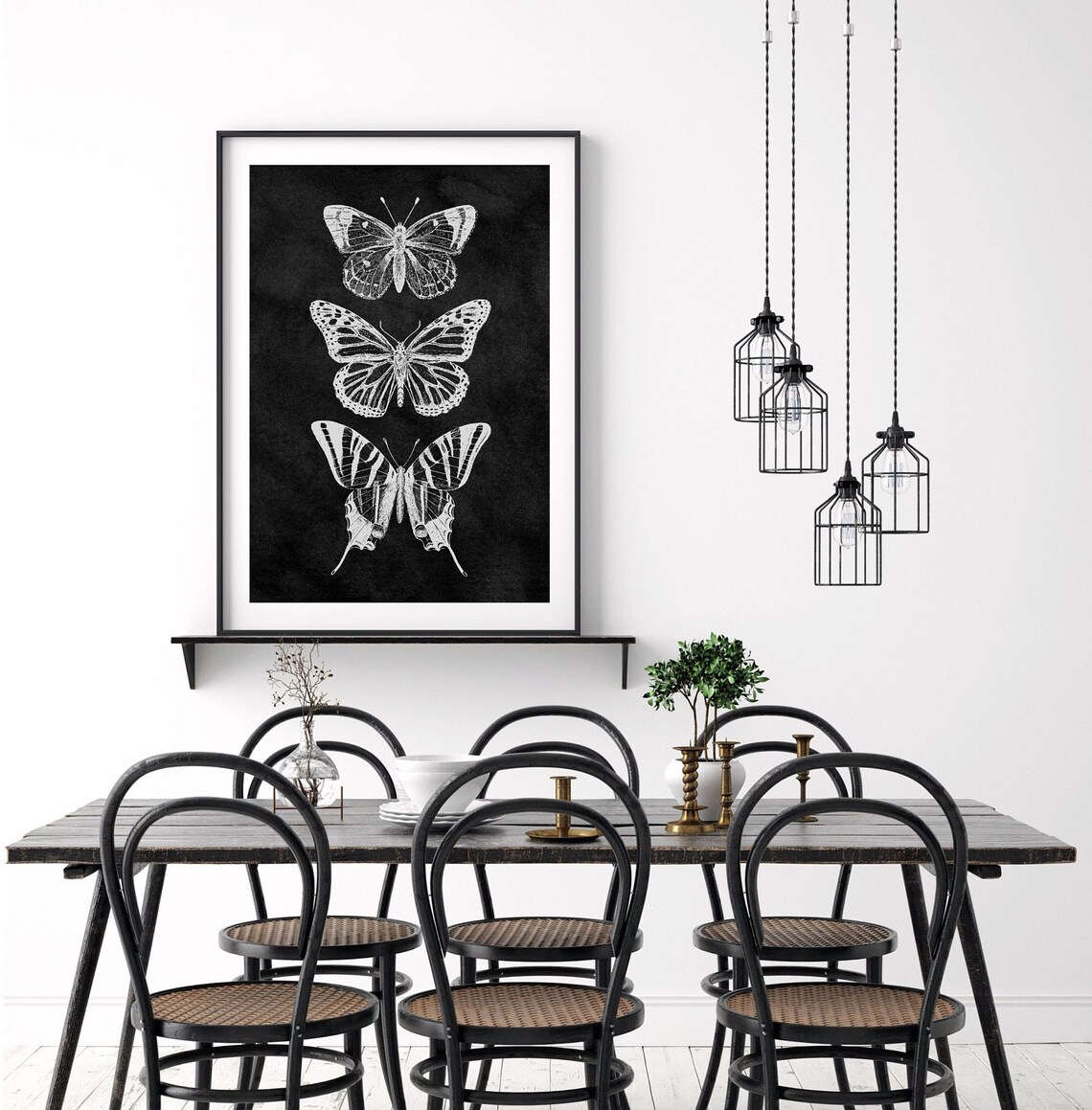 Butterflies Trio Sketch, Mystic Cottagecore Art Print - Image 3