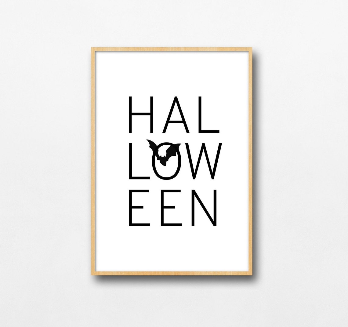 Halloween Bat Typography Minimalist Spooky Decor Wall Decor Poster