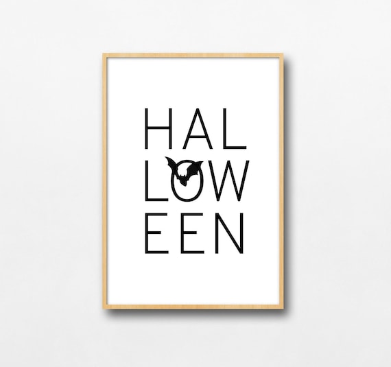 Halloween Bat Typography Minimalist Spooky Decor Wall Decor Poster