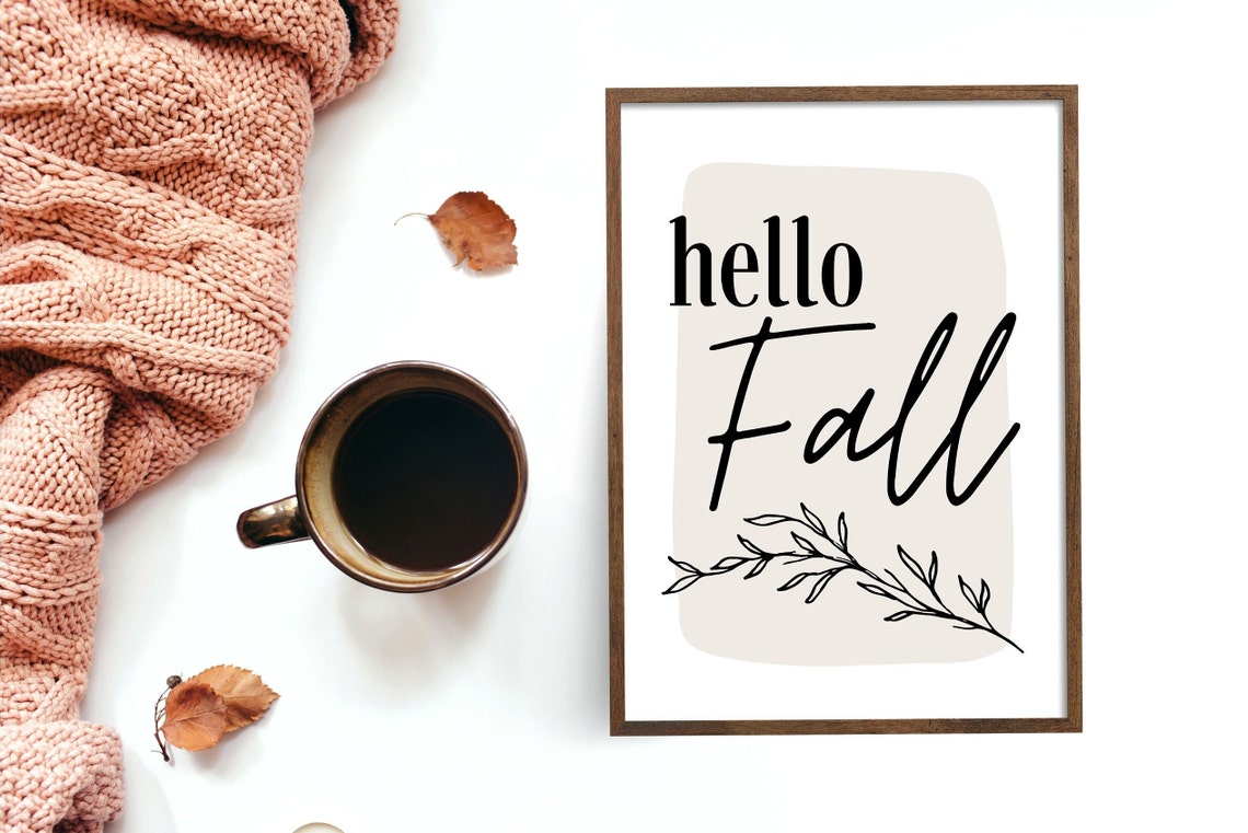 Hello Fall Leaf Sprig Modern Farmhouse Script Wall Decor Poster - Image 5