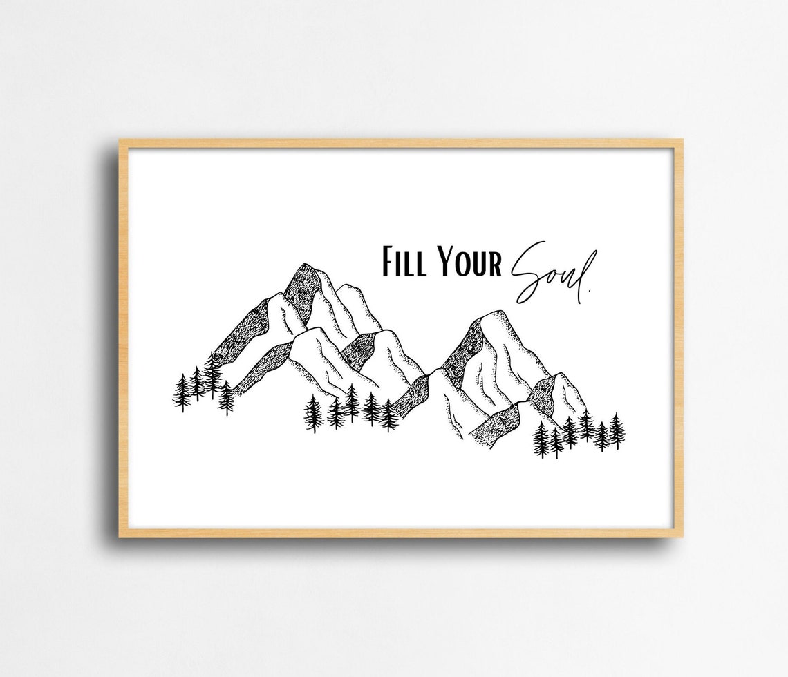 Fill Your Soul Mountain Line Drawing Wanderlust Wall Decor Poster - Image 5