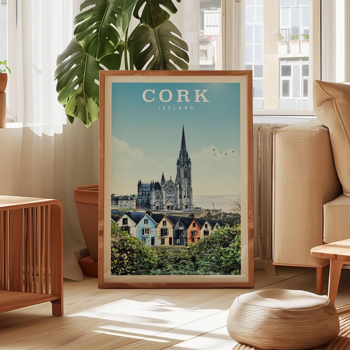 Cork Ireland Travel Poster, Bridge Wall Art