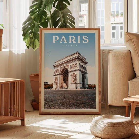 Paris Poster Arc De Triomphe Print Decor For Bedroom Vintage Wall Art French Gift