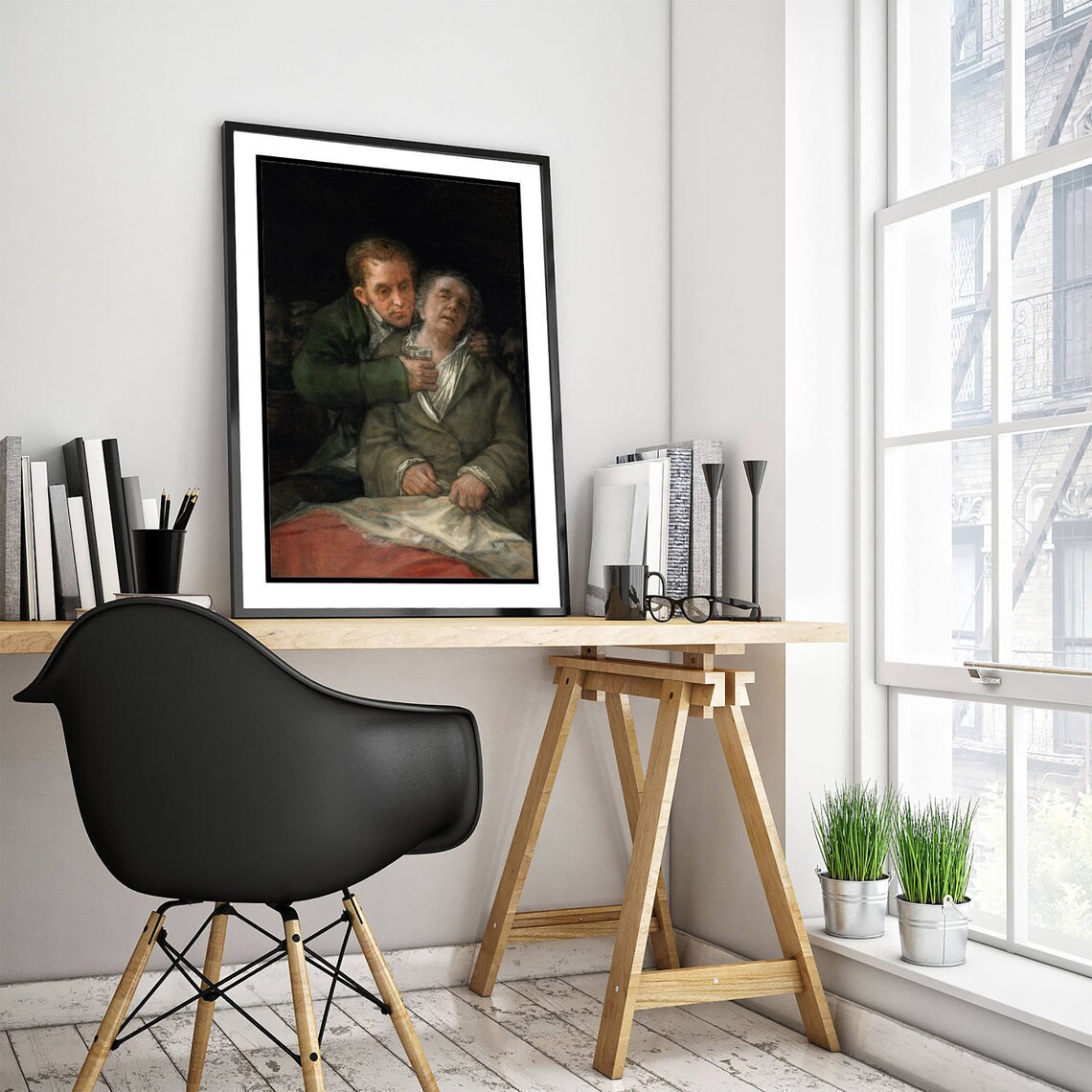Francisco Goya Self Portrait with Dr Arrieta 1820 Classic Painting Print - Image 3