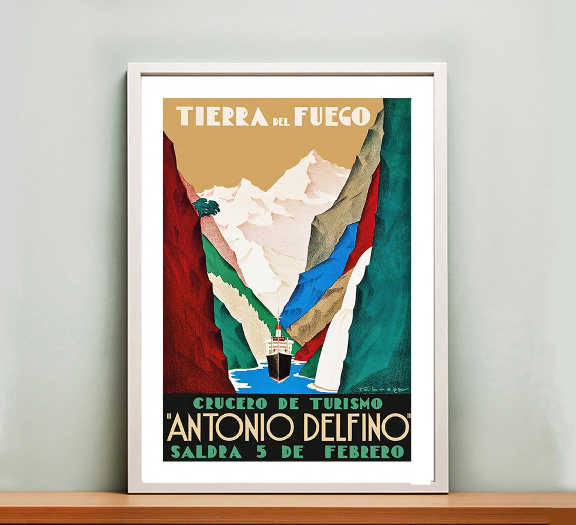Tierra Del Fuego Vintage Travel Poster, South America - Image 2