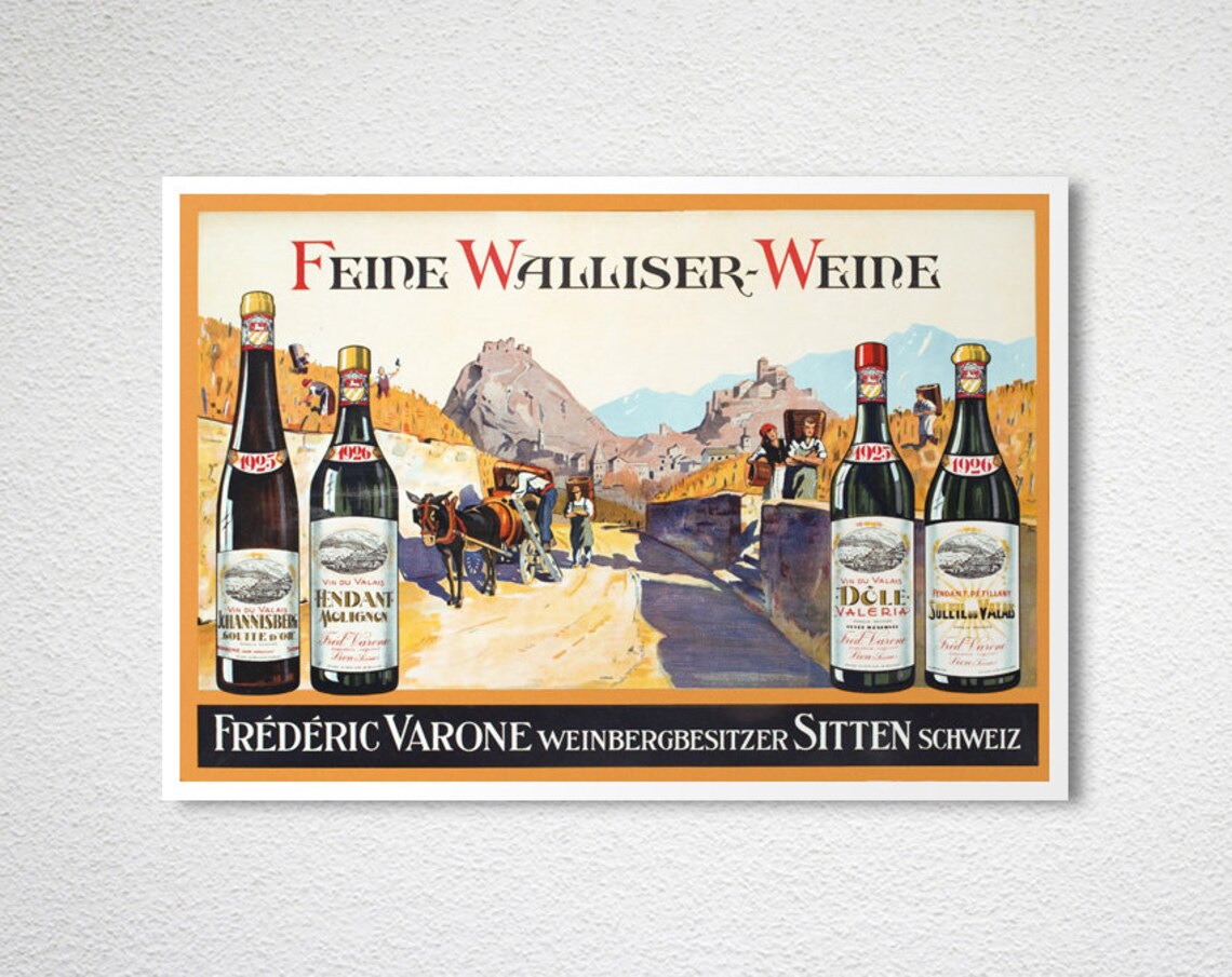 Feine Walliser Weine Frédéric Varone Vintage Swiss Wine Poster - Image 2