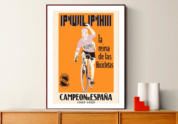 Pulphi Campeon De Espana 1929 Vintage Bicycle Poster Retro Poster Bicyclette Print Gift Idea Wall Decor