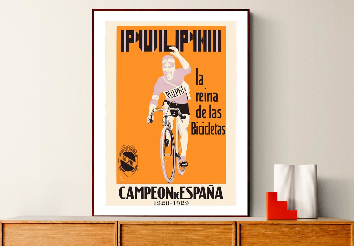Pulphi Queen of Bicycles Spanish Champion 1928 1929 Cycling Poster
