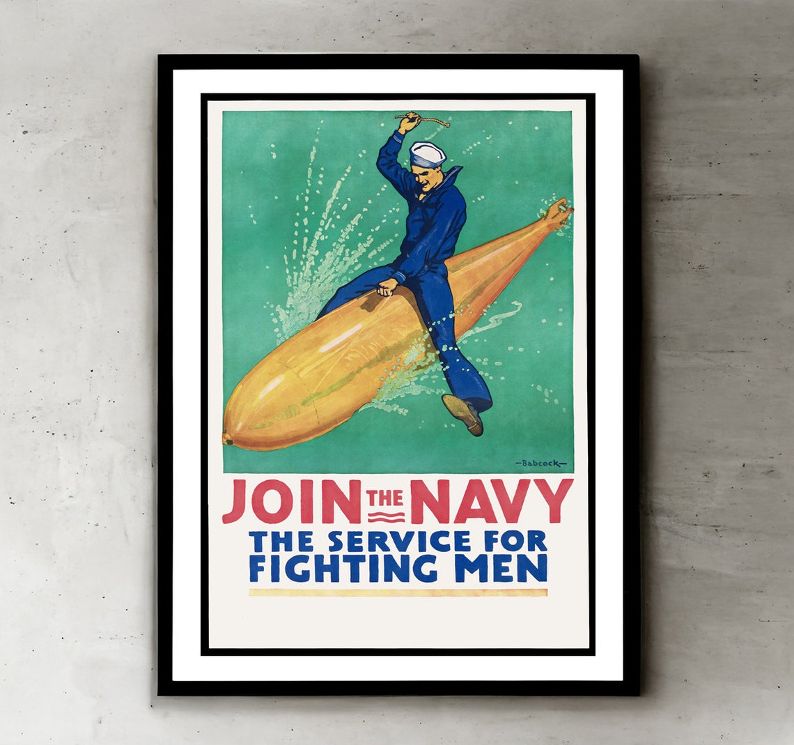 Join The Navy The Service For Fighting Men Vintage US Sailor Poster - Image 2