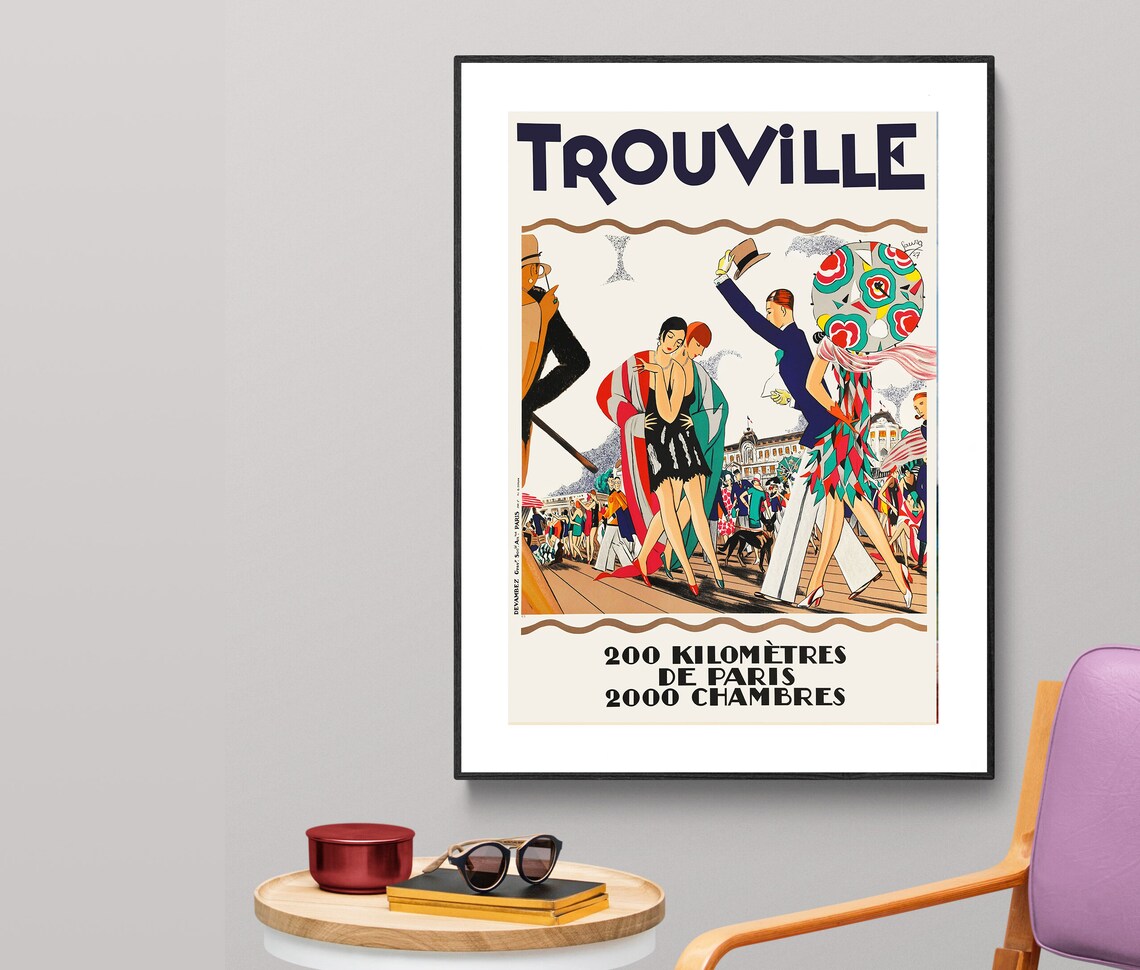 Trouville France Vintage Travel Poster, Travel Poster