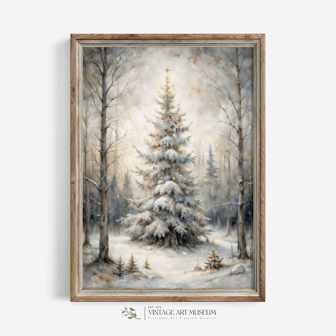 Forest Christmas Tree Snowy Scene Vintage Art Print - Image 3