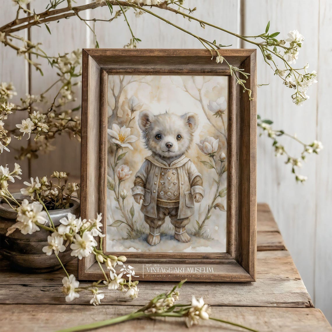 Cute Little Bear Nursery Watercolor Animal Wall Art for Kids - Image 2