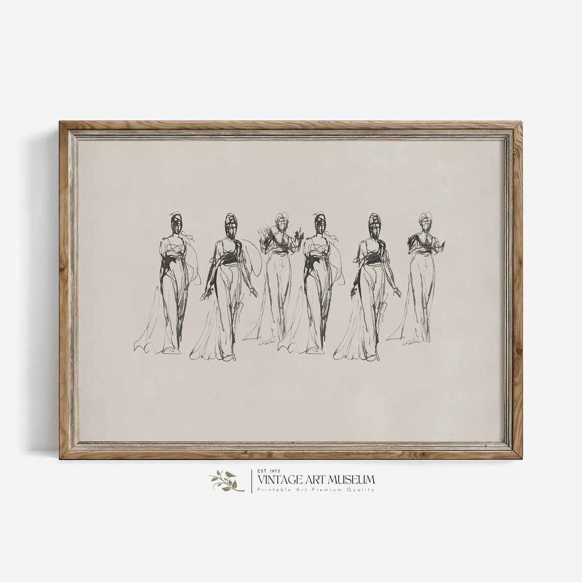 Vintage Fashion Sketch, Minimalist Drawing Art Print