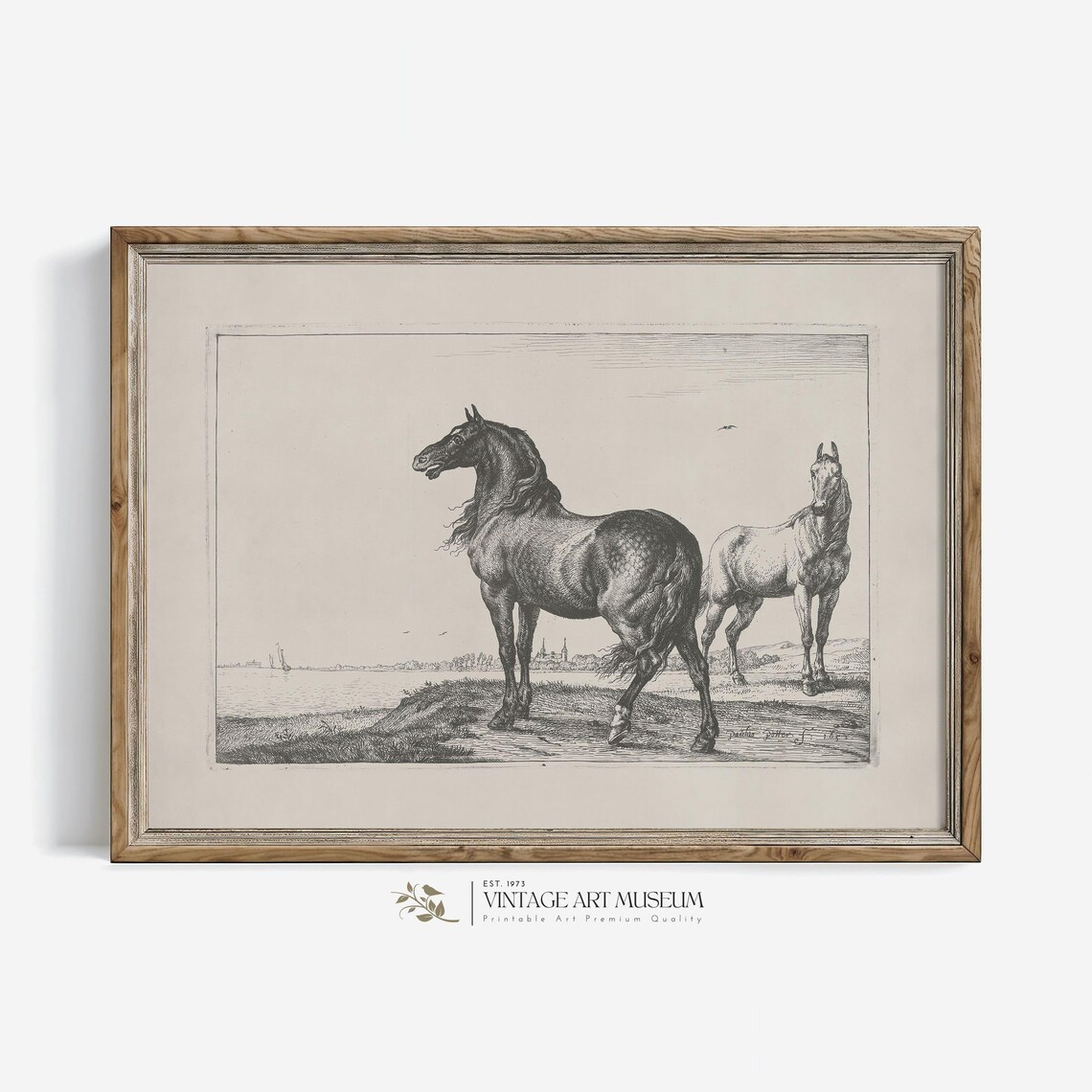 Horses Sketch Art Vintage Minimalist Wall Print