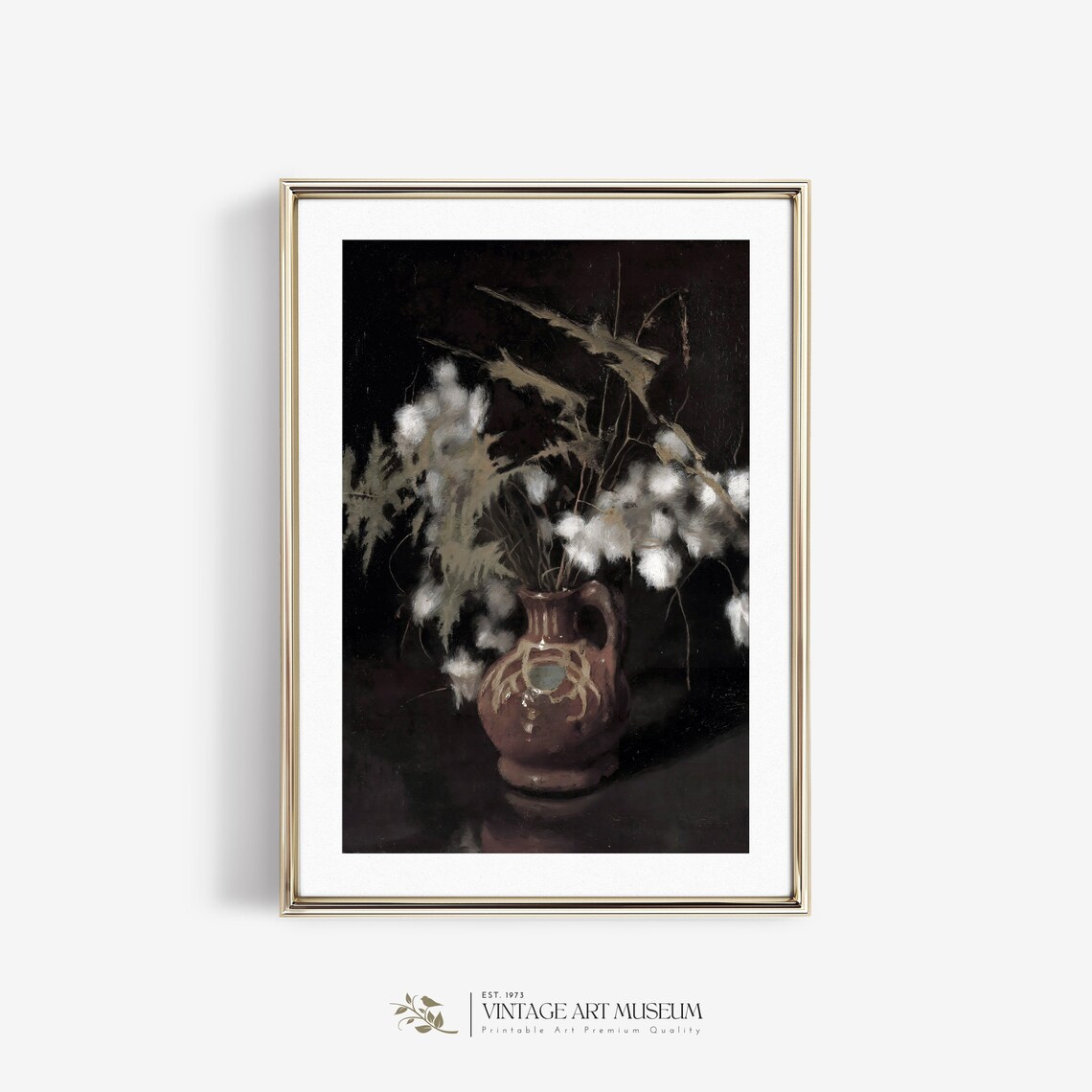 Vintage Dark Still Life Flowers, Antique Oil Paint Art Print - Image 2