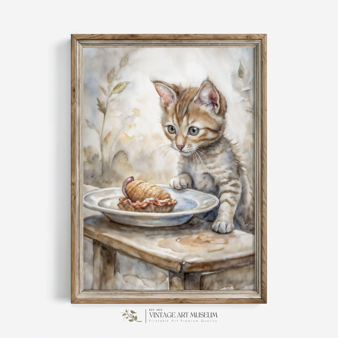 Vintage Style Cute Cunning Kitten Wall Art Print Kids Nursery Decor In Warm Tones 586 - Image 3