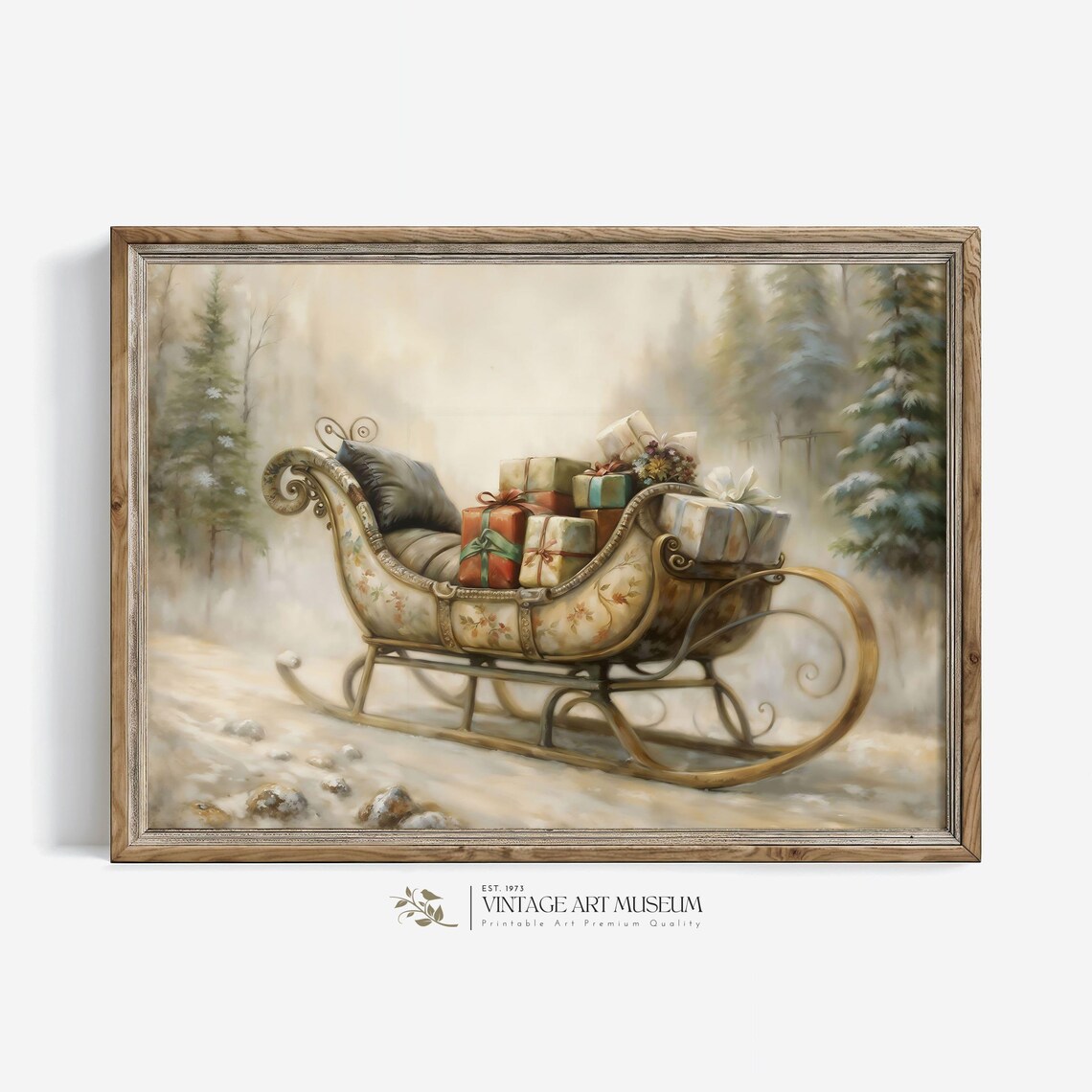 Vintage Sleigh With Santa Gifts Christmas Art Print