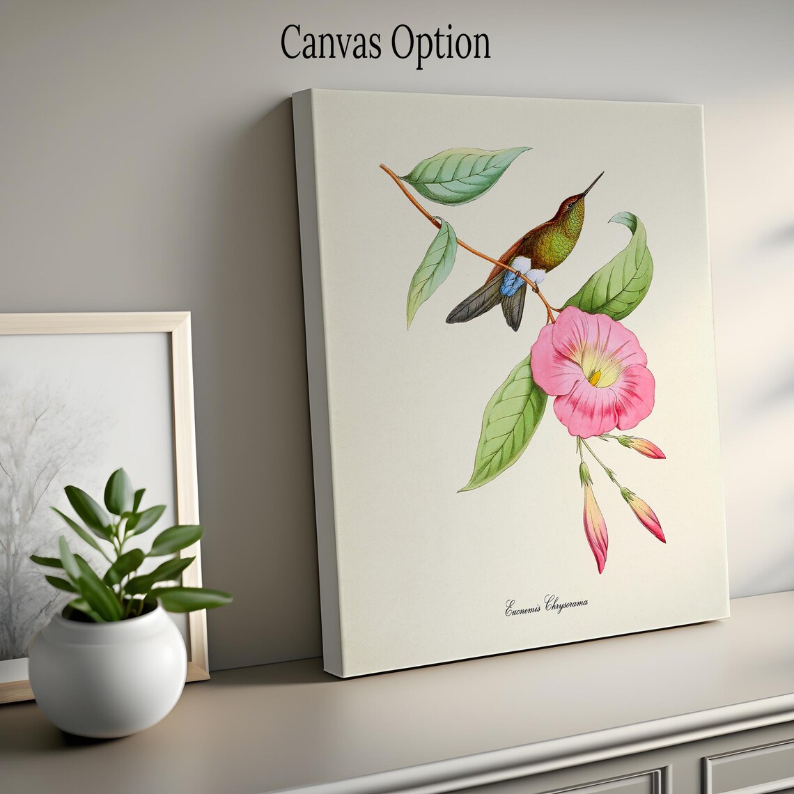 Hummingbird Floral Garden Art Print, Bird Poster - Image 2